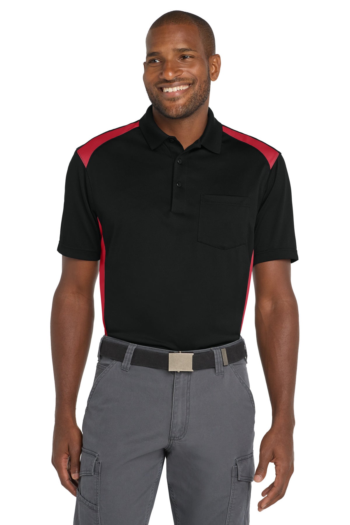 CornerStone Select Snag-Proof Two Way Colorblock Pocket Polo CS416