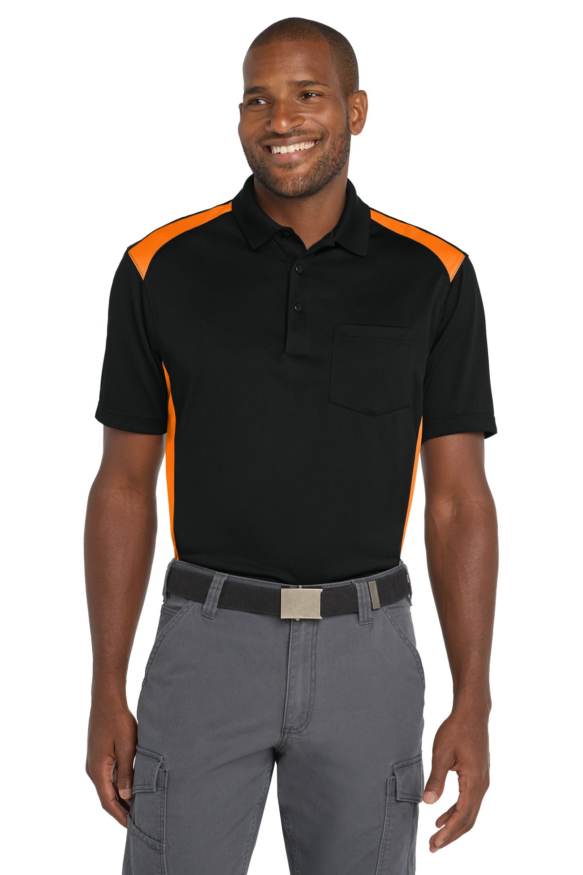 CornerStone Select Snag-Proof Two Way Colorblock Pocket Polo CS416