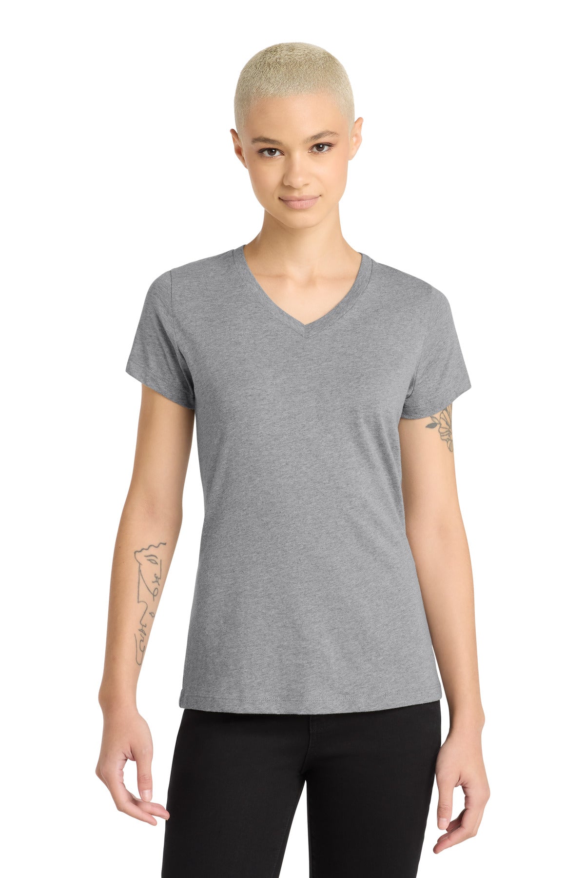 District Women's Perfect Blend CVC V-Neck Tee DM1190L