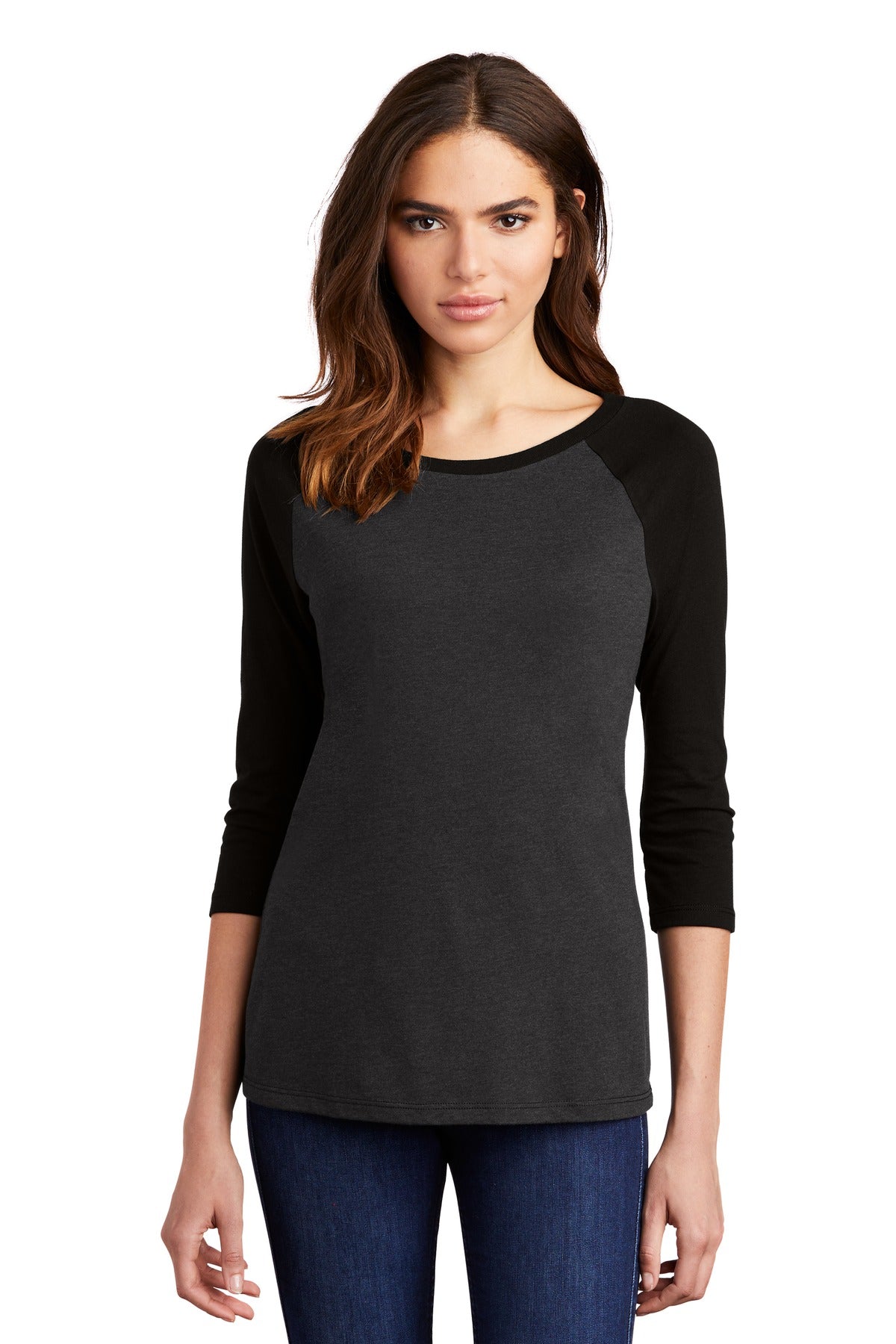 District Women's Perfect Tri 3/4-Sleeve Raglan DM136L