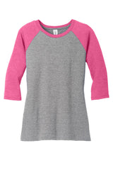District Women's Perfect Tri 3/4-Sleeve Raglan DM136L