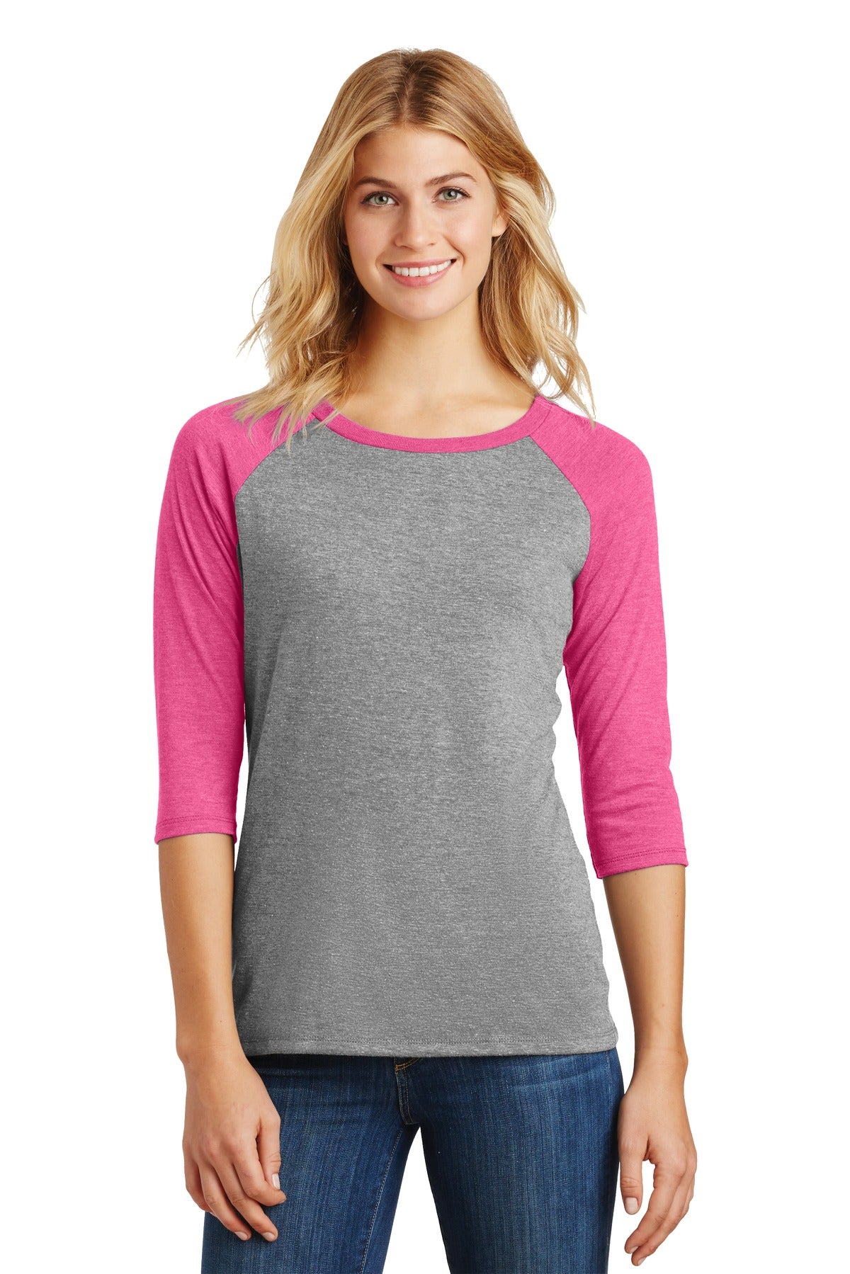 District Women's Perfect Tri 3/4-Sleeve Raglan DM136L