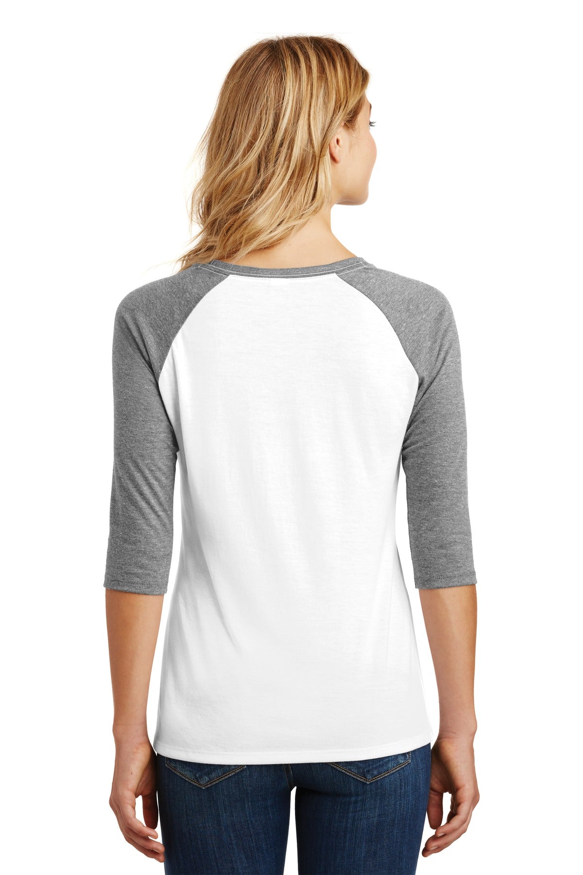 District Women's Perfect Tri 3/4-Sleeve Raglan DM136L
