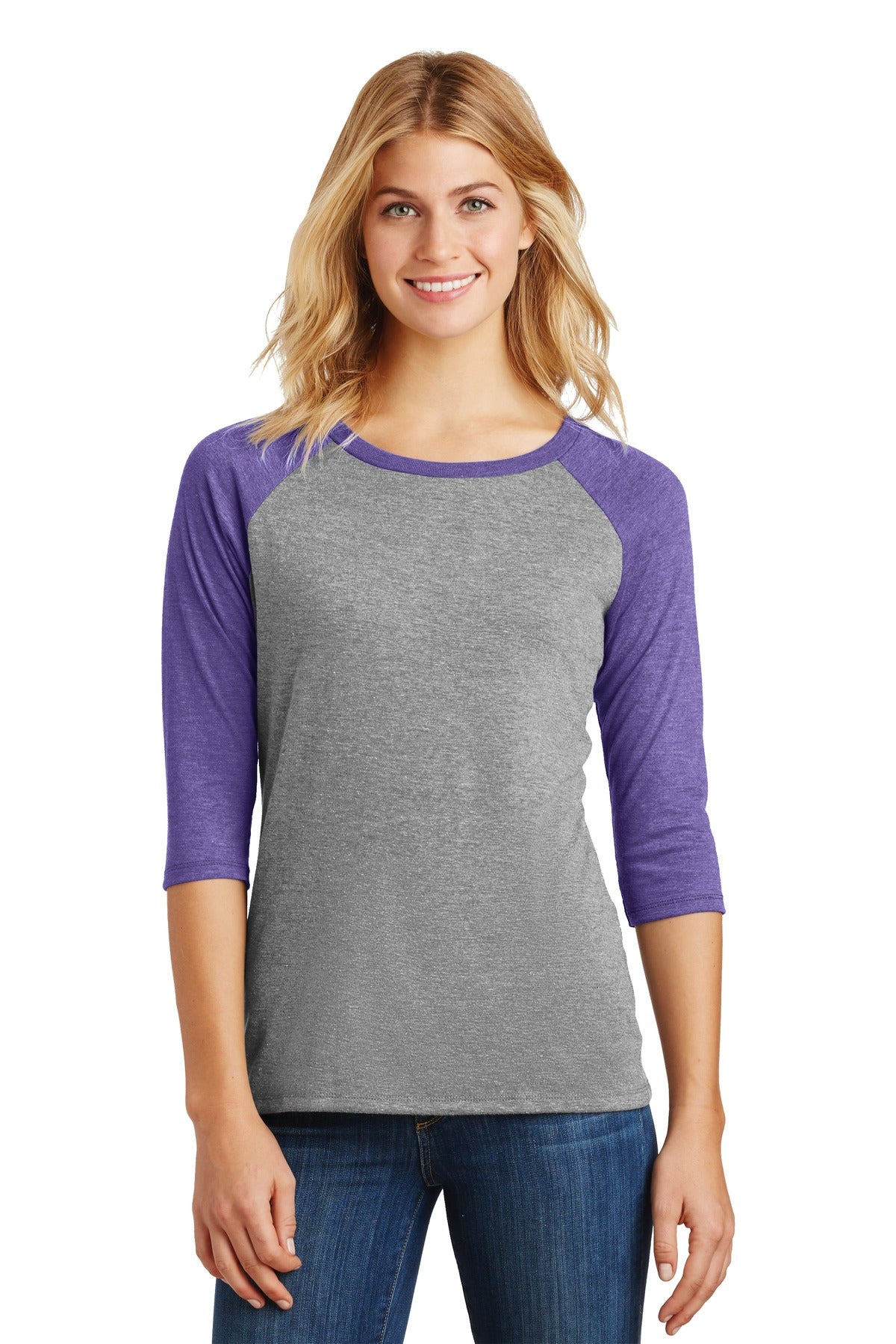 District Women's Perfect Tri 3/4-Sleeve Raglan DM136L