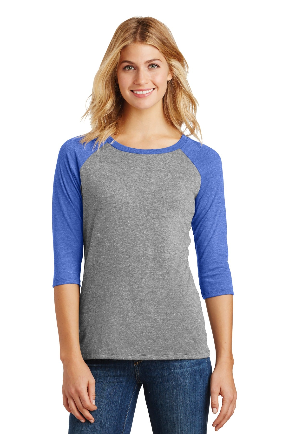 District Women's Perfect Tri 3/4-Sleeve Raglan DM136L