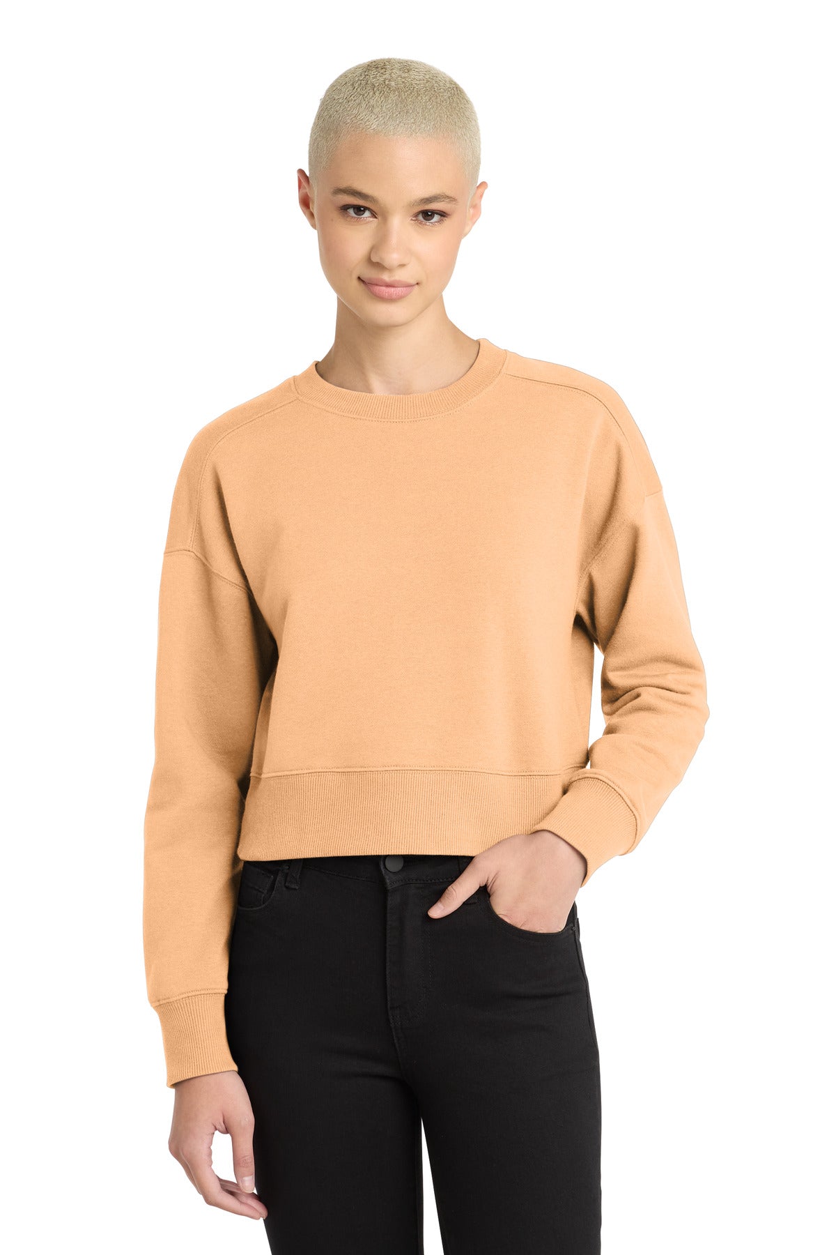 District Women's Perfect Weight  Fleece Cropped Crew DT1105