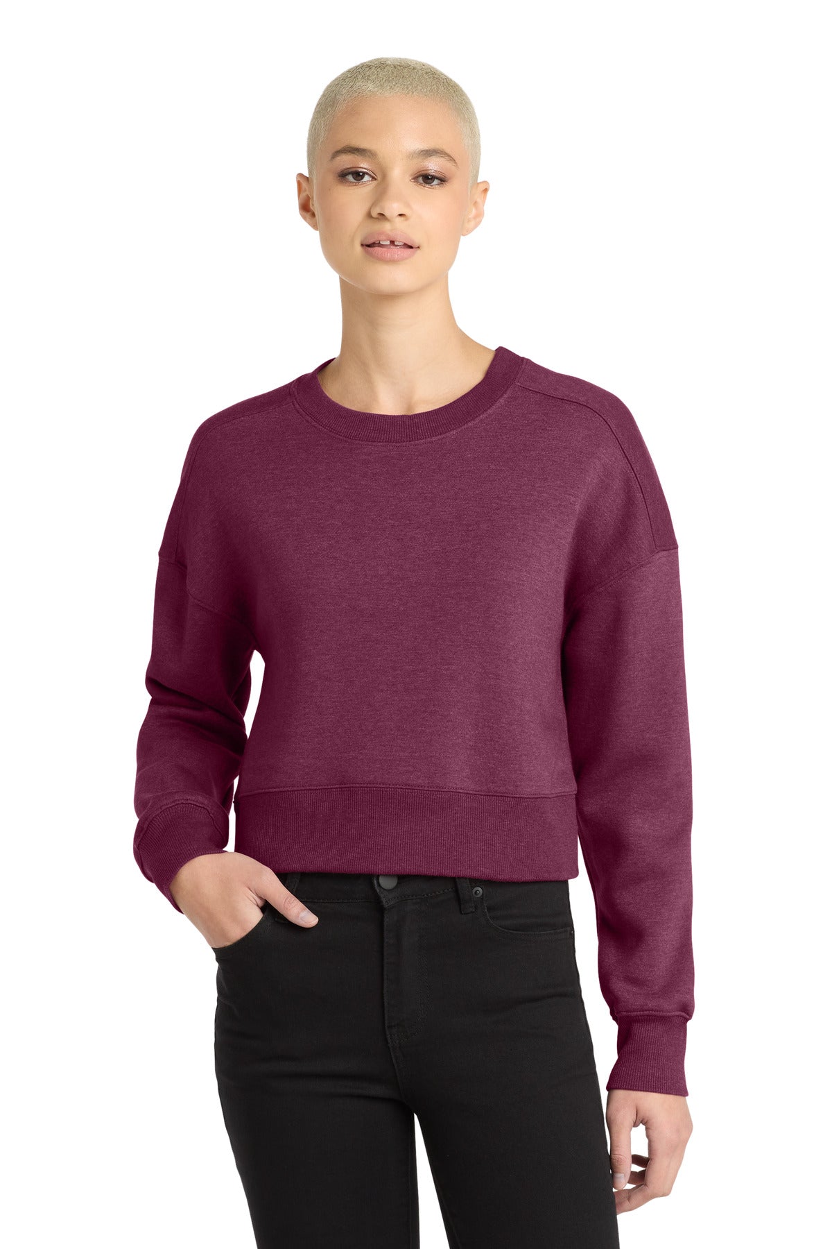 District Women's Perfect Weight  Fleece Cropped Crew DT1105