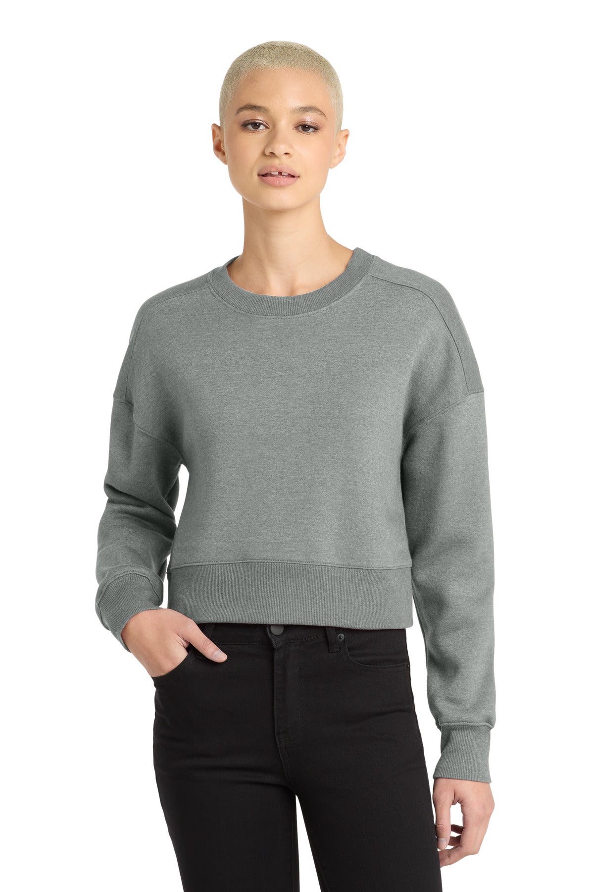 District Women's Perfect Weight  Fleece Cropped Crew DT1105