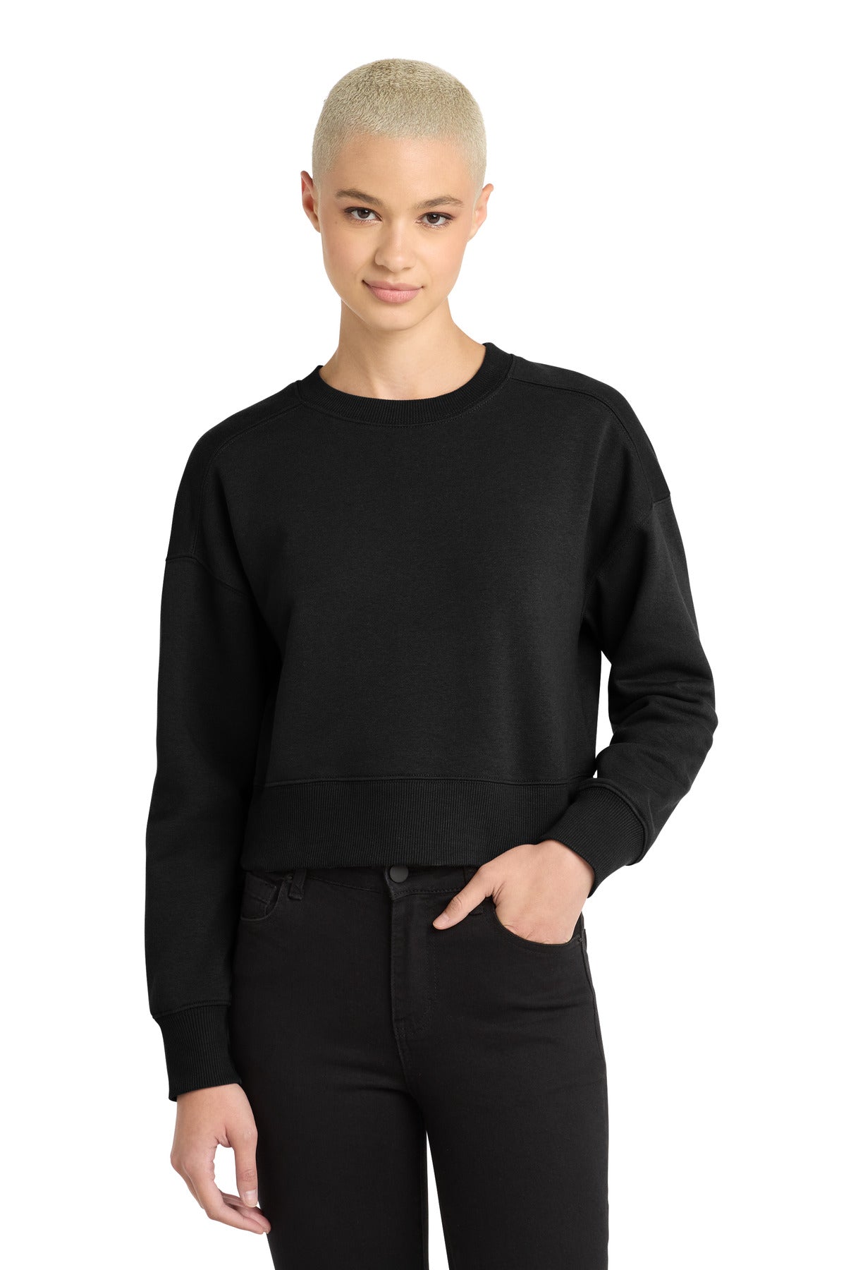 District Women's Perfect Weight  Fleece Cropped Crew DT1105