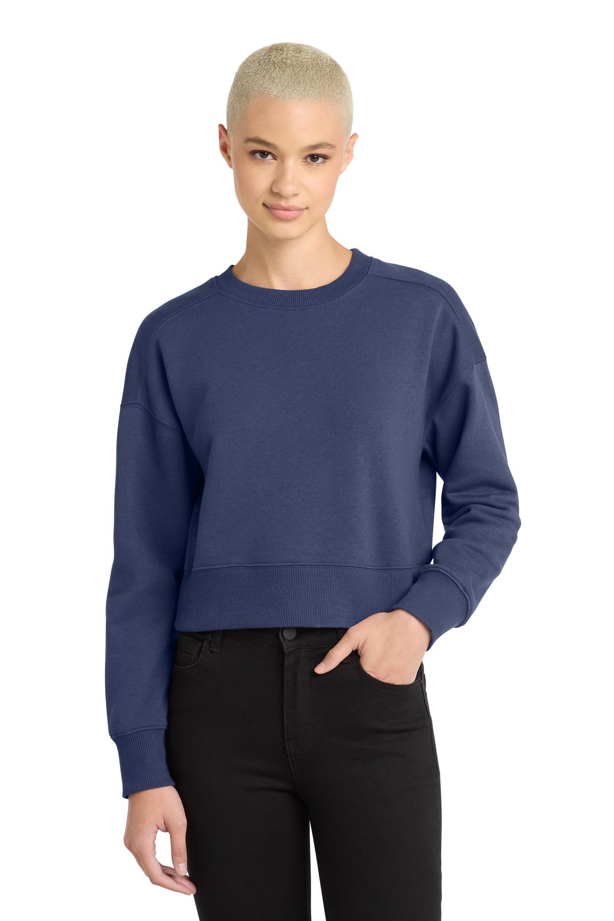 District Women's Perfect Weight  Fleece Cropped Crew DT1105