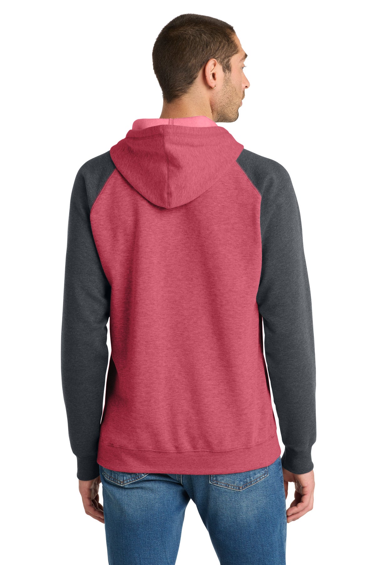 District Young Mens Lightweight Fleece Raglan Hoodie DT196