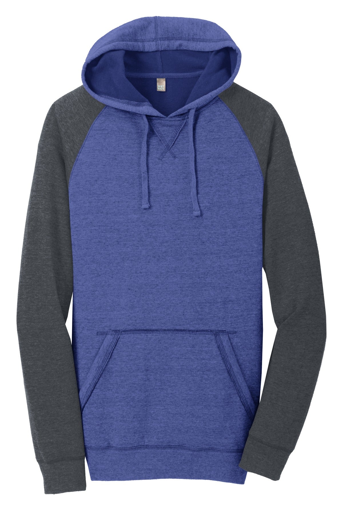 District Young Mens Lightweight Fleece Raglan Hoodie DT196
