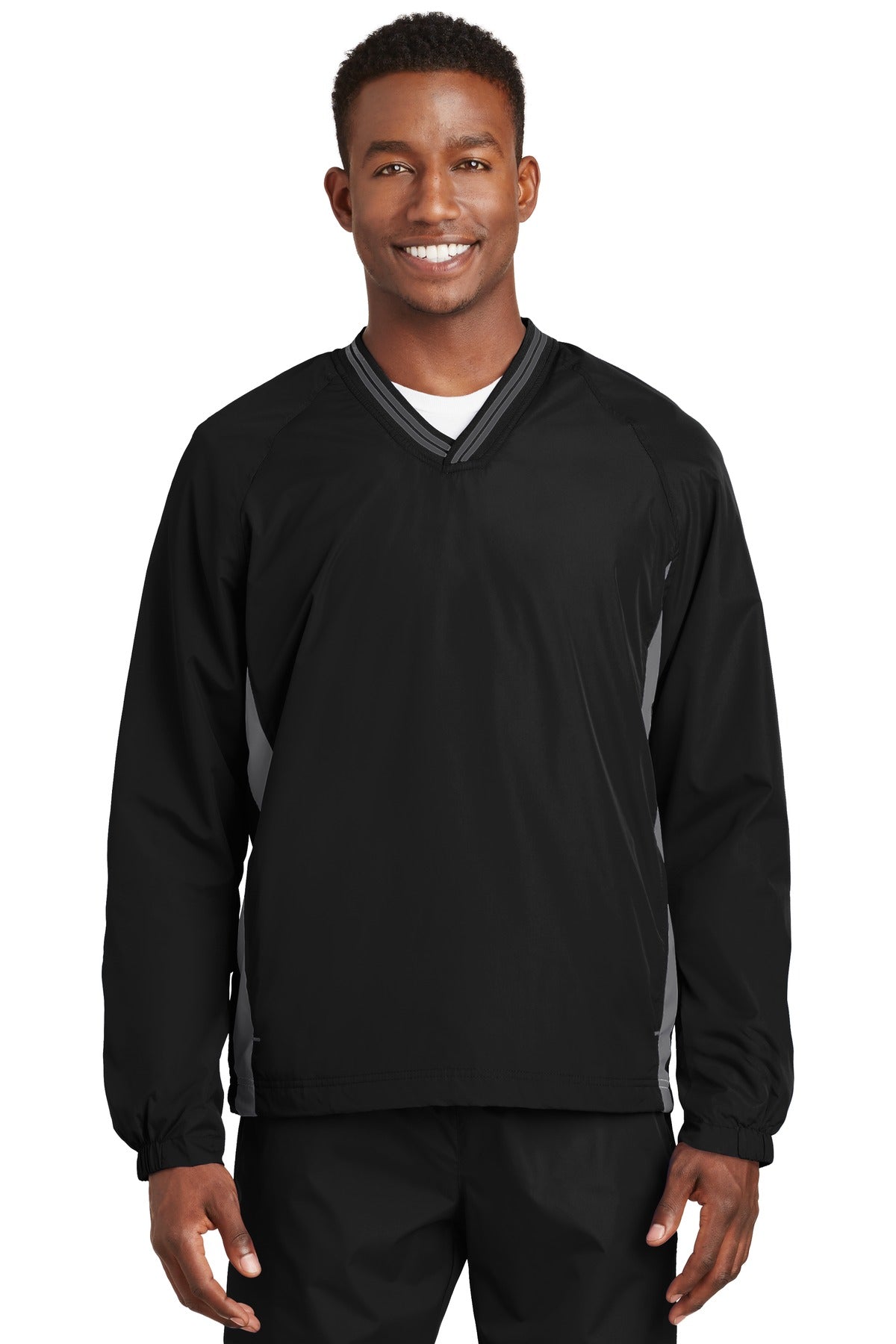 Sport-Tek Tipped V-Neck Raglan Wind Shirt JST62