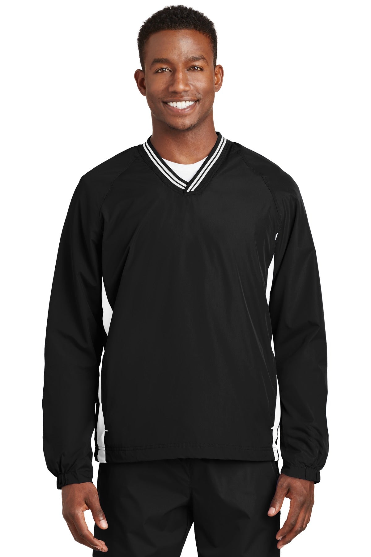 Sport-Tek Tipped V-Neck Raglan Wind Shirt JST62