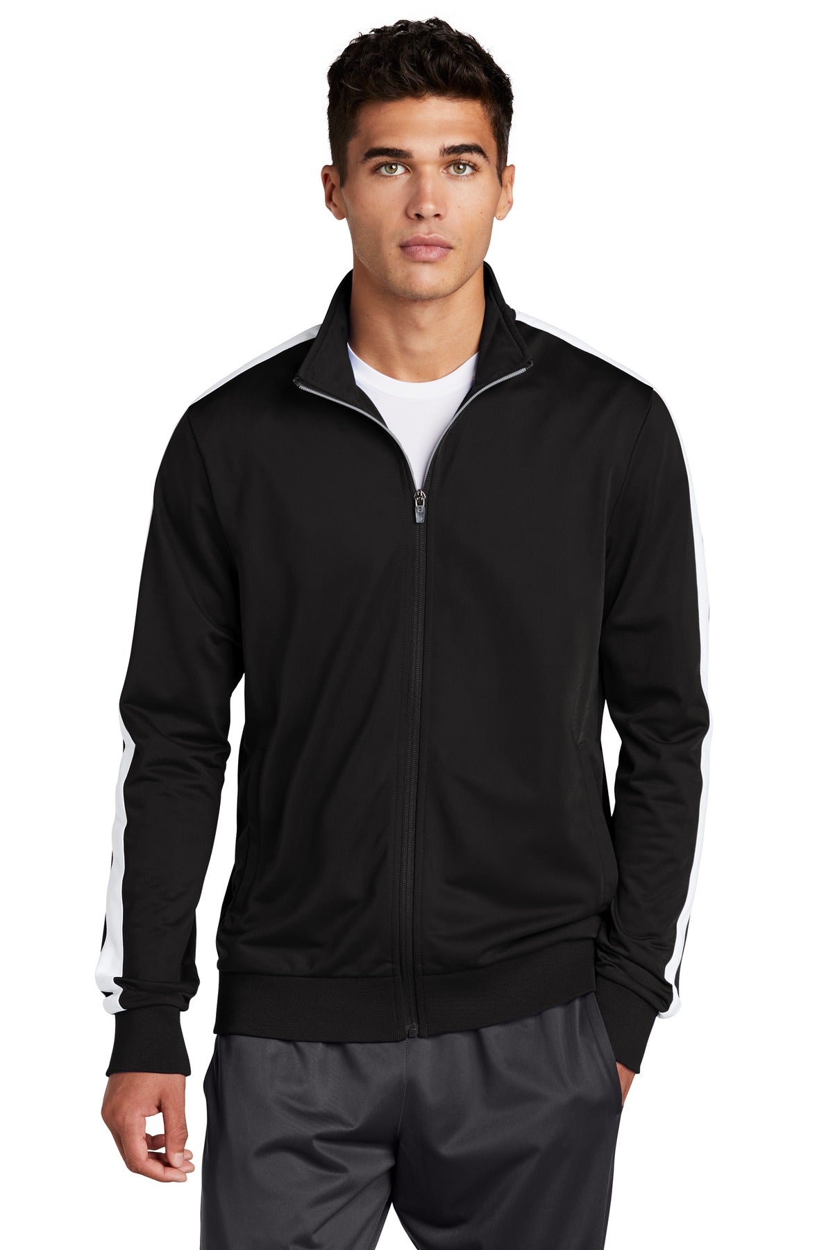 Sport-Tek  Tricot Sleeve Stripe Track Jacket JST94
