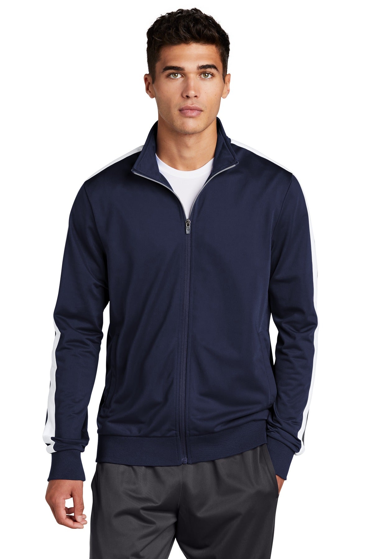 Sport-Tek  Tricot Sleeve Stripe Track Jacket JST94