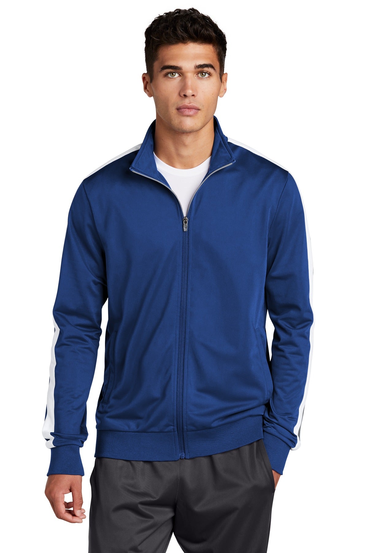 Sport-Tek  Tricot Sleeve Stripe Track Jacket JST94