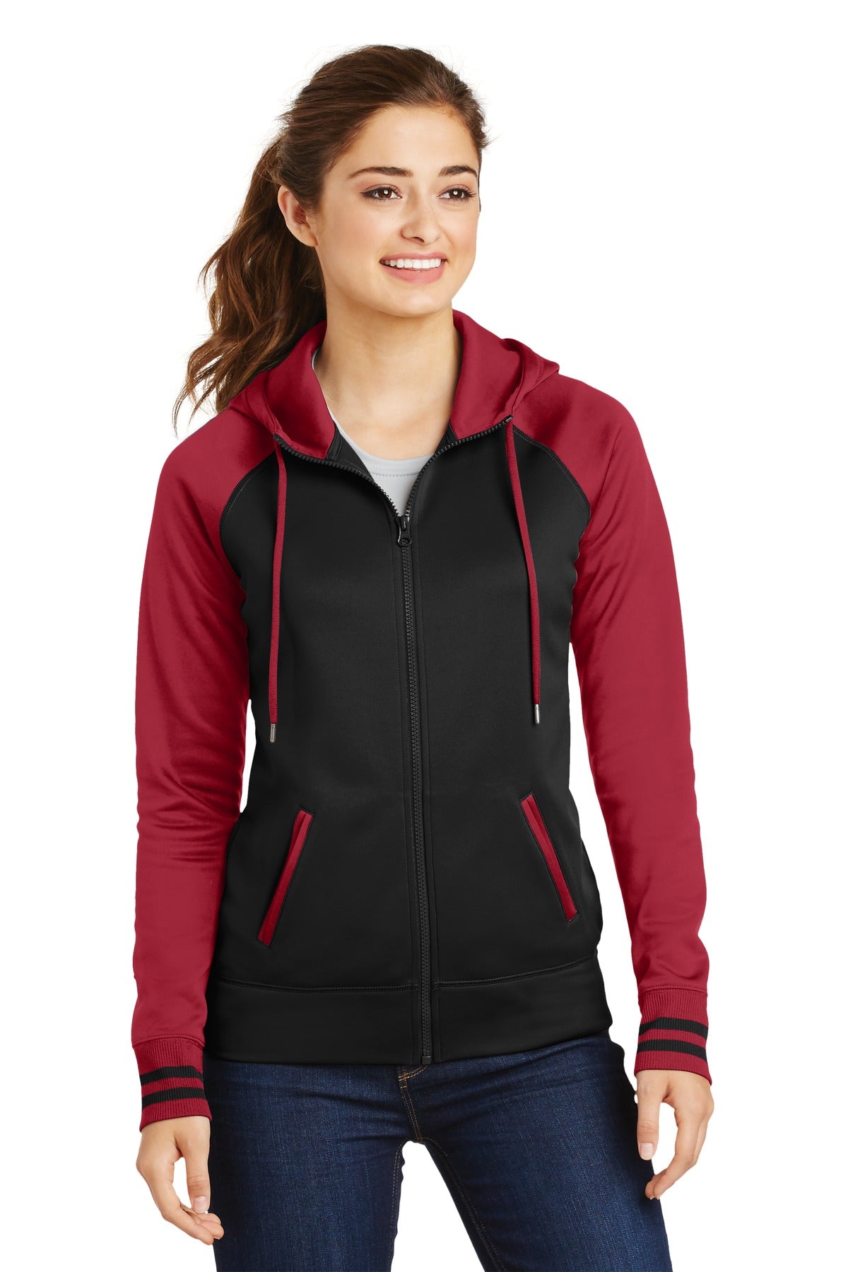 Sport-Tek Women's Sport-Wick Varsity Fleece Full-Zip Hooded Jacket LST236