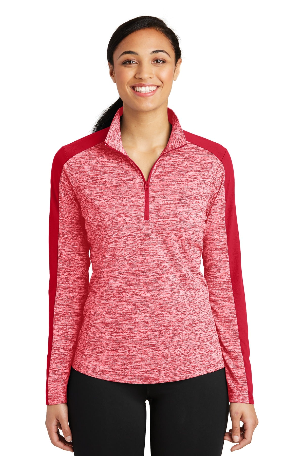 Sport-Tek Women's PosiCharge Electric Heather Colorblock 1/4-Zip Pullover LST397