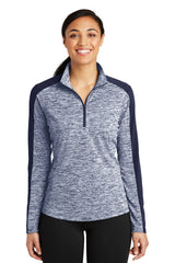 Sport-Tek Women's PosiCharge Electric Heather Colorblock 1/4-Zip Pullover LST397
