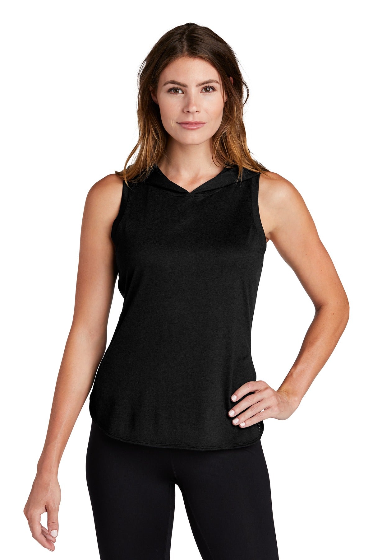 Sport-Tek Women's PosiCharge Tri-Blend Wicking Draft Hoodie Tank LST410