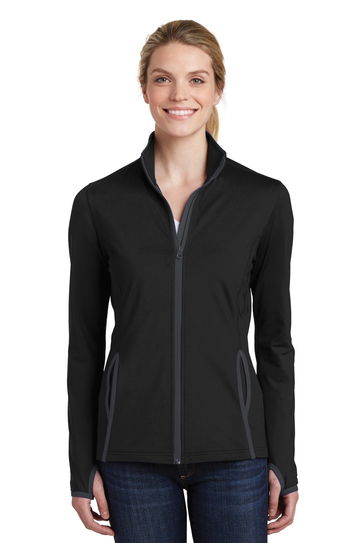 Sport-Tek Women's Sport-Wick Stretch Contrast Full-Zip Jacket LST853
