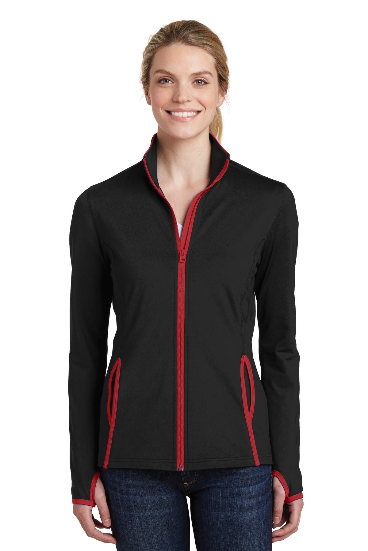 Sport-Tek Women's Sport-Wick Stretch Contrast Full-Zip Jacket LST853