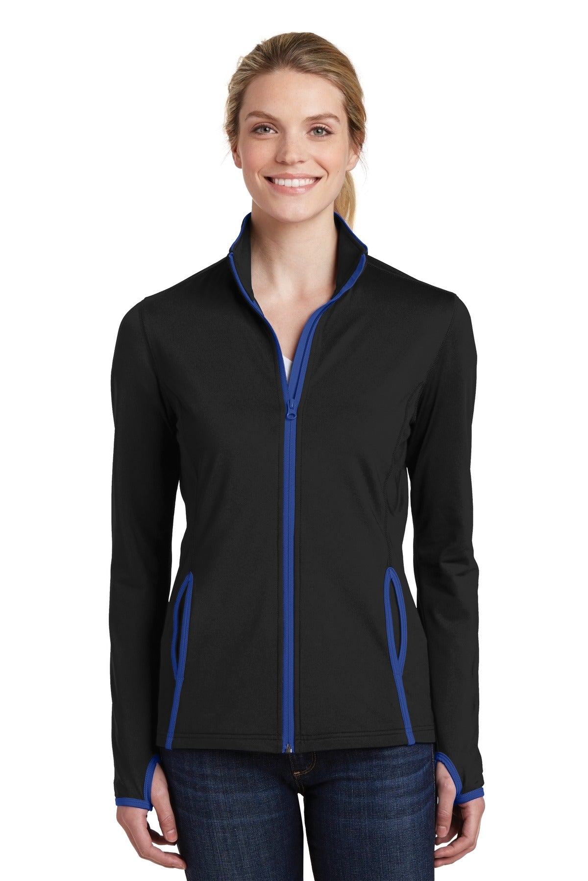 Sport-Tek Women's Sport-Wick Stretch Contrast Full-Zip Jacket LST853