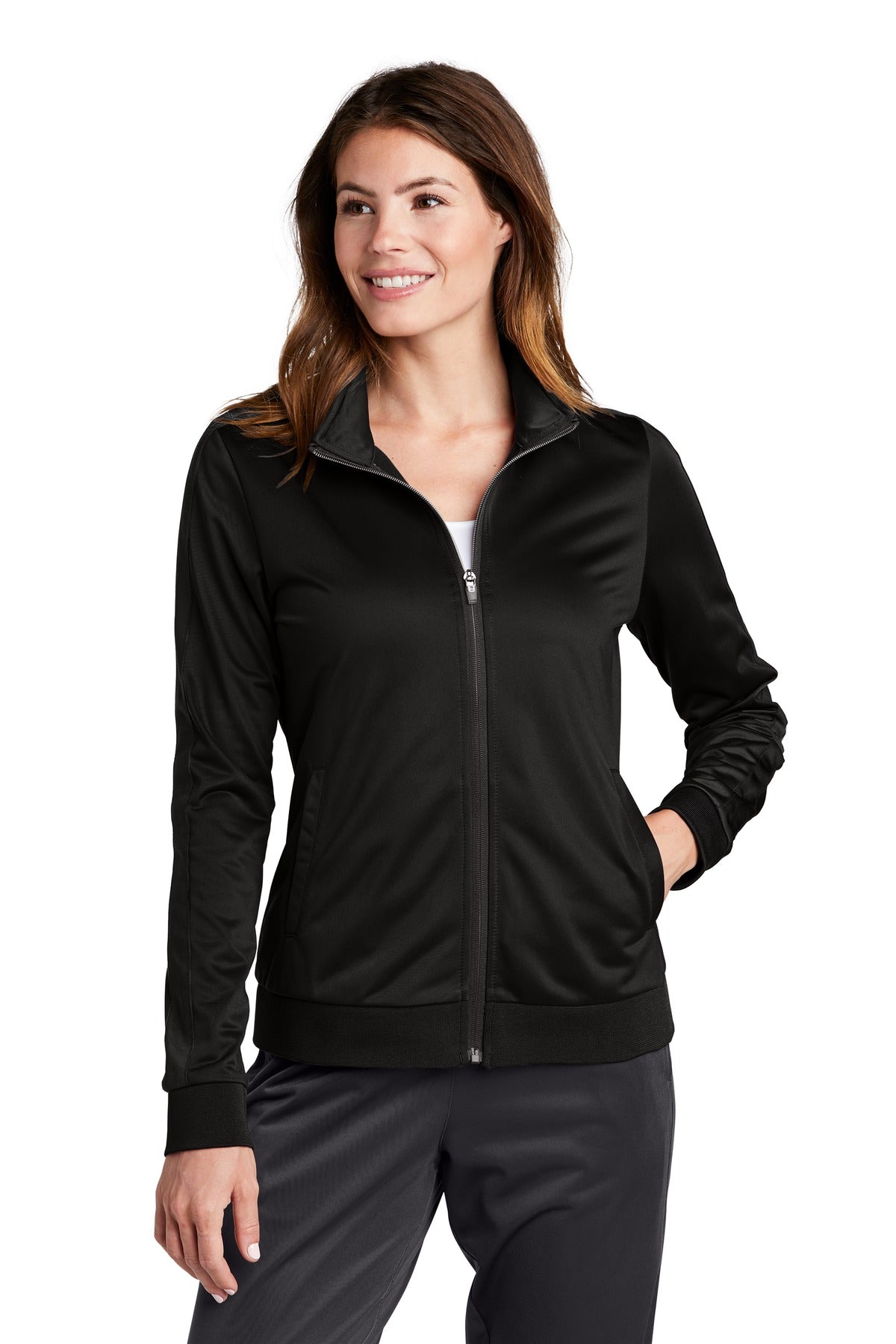 Sport-Tek  Ladies Tricot Sleeve Stripe Track Jacket LST94
