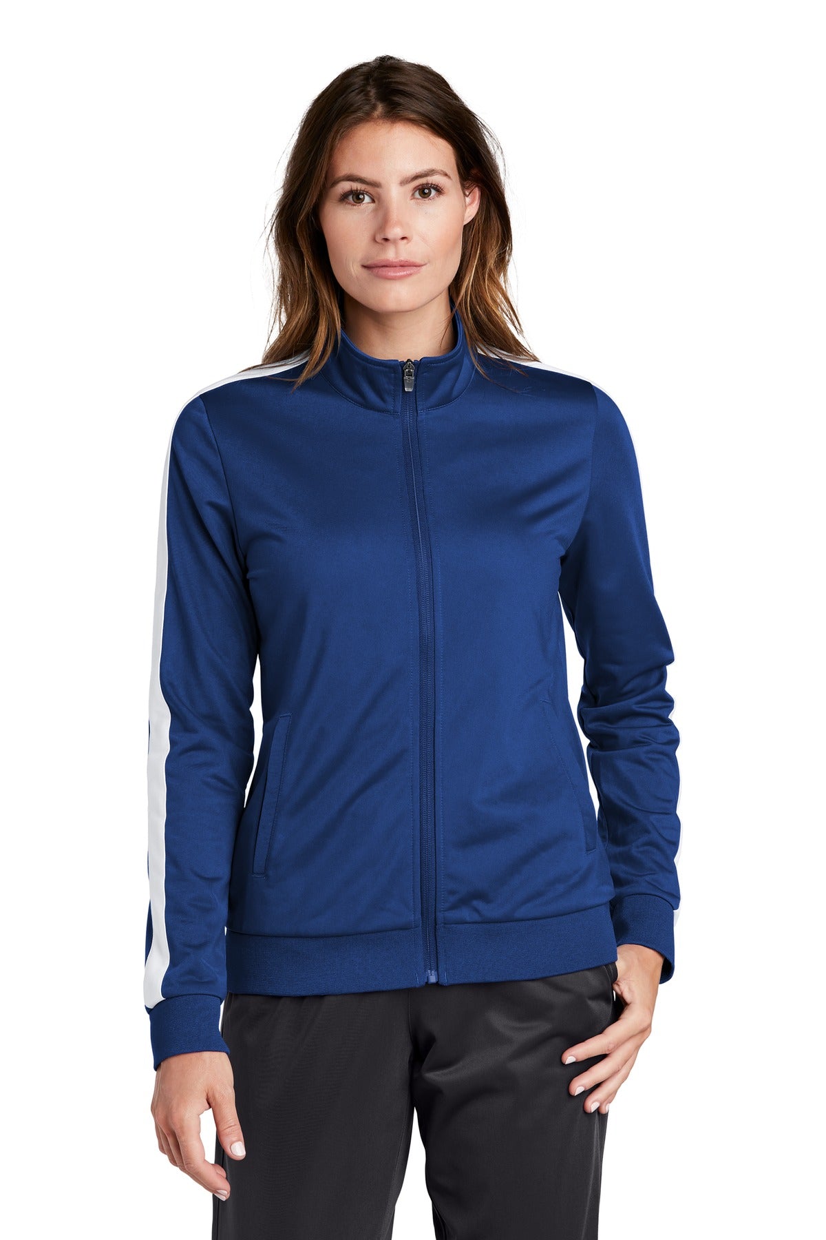 Sport-Tek  Ladies Tricot Sleeve Stripe Track Jacket LST94
