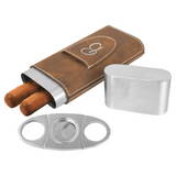 Laserable Leatherette Cigar Case with Cutter