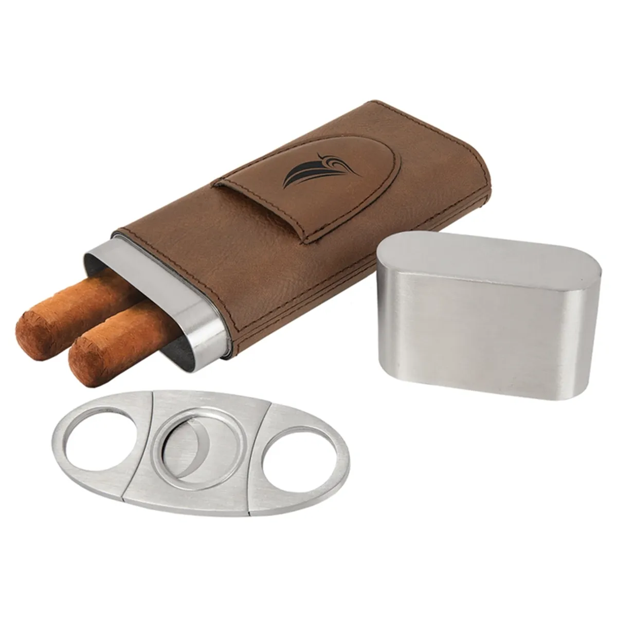 Laserable Leatherette Cigar Case with Cutter