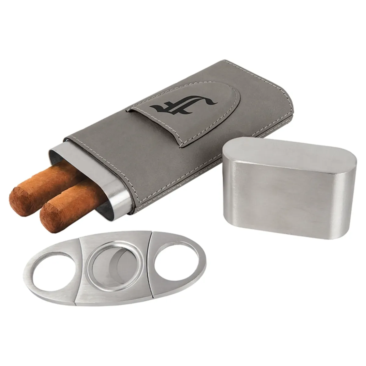 Laserable Leatherette Cigar Case with Cutter