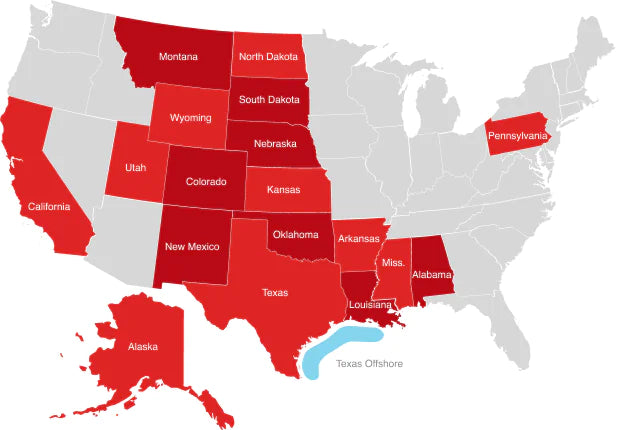 Oil & Gas lease-sign state requirements map
