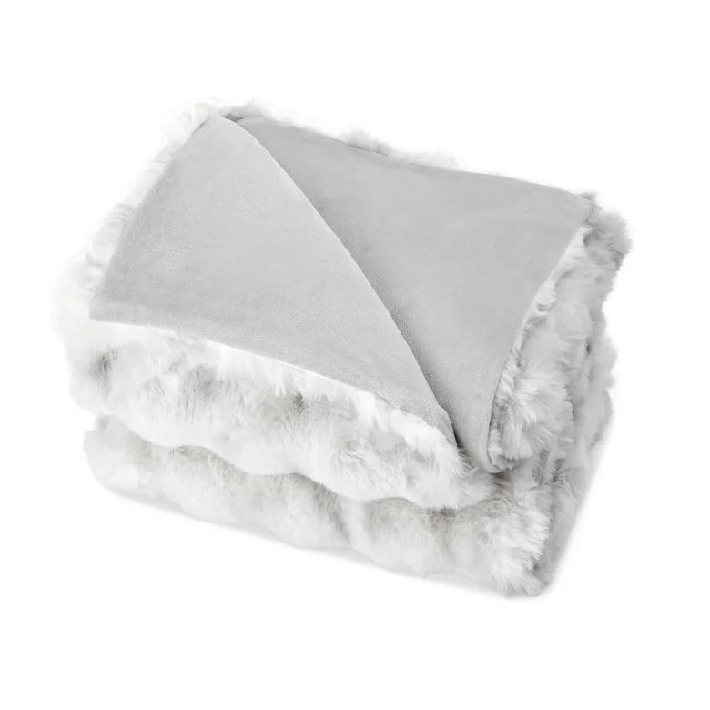 Ruched Faux Fur Recycled Polyester Blanket - 103073