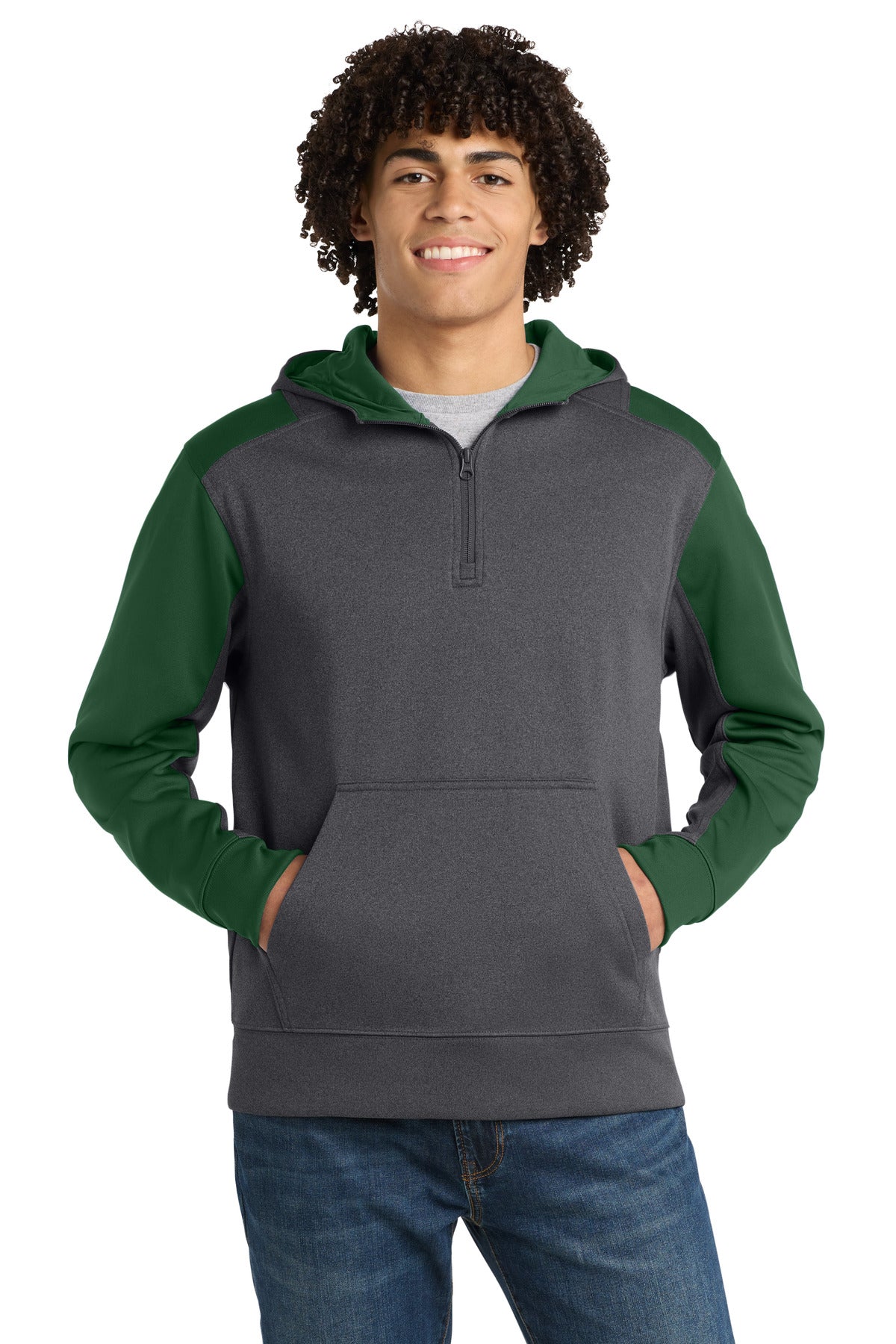 Sport-Tek Tech Fleece Colorblock 1/4-Zip Hooded Sweatshirt ST249