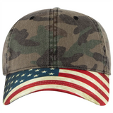 US Flag Design Visor Cotton Twill 6 Panel Low Profile Cap - 80-1180