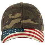 US Flag Design Visor Cotton Twill 6 Panel Low Profile Cap - 80-1180