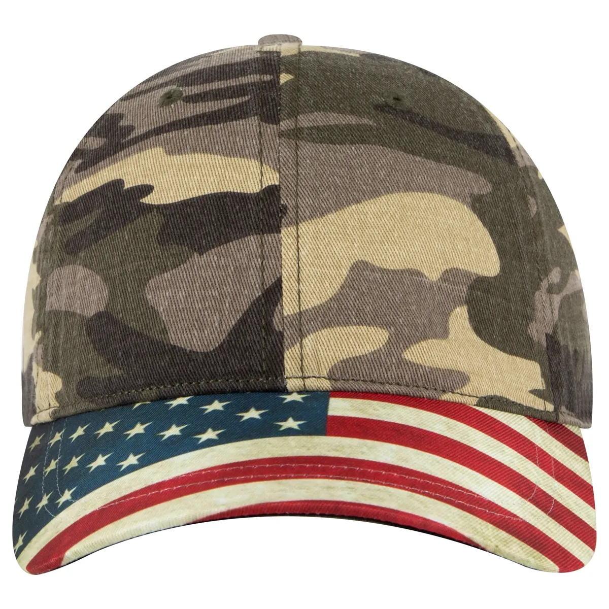 US Flag Design Visor Cotton Twill 6 Panel Low Profile Cap - 80-1180