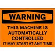 Warning sign on an orange background with black text.