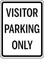 Visitor Parking Only sign with black text on a white background