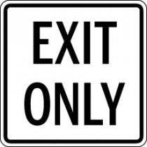 Exit Only sign with black text on a white background