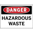 Dangerous waste warning sign with red border and black text on a white background