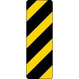 Black and yellow striped warning sign on a white background