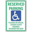 Handicap reserved parking sign with text and icon.