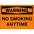No smoking anytime warning sign on an orange background