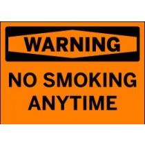 No smoking anytime warning sign on an orange background