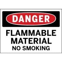 Safety sign warning of flammable material and no smoking