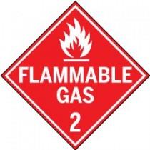 Flammable gas warning sign with flame symbol on a red background