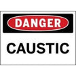 Danger Caustic warning sign with red border and black text on a white background